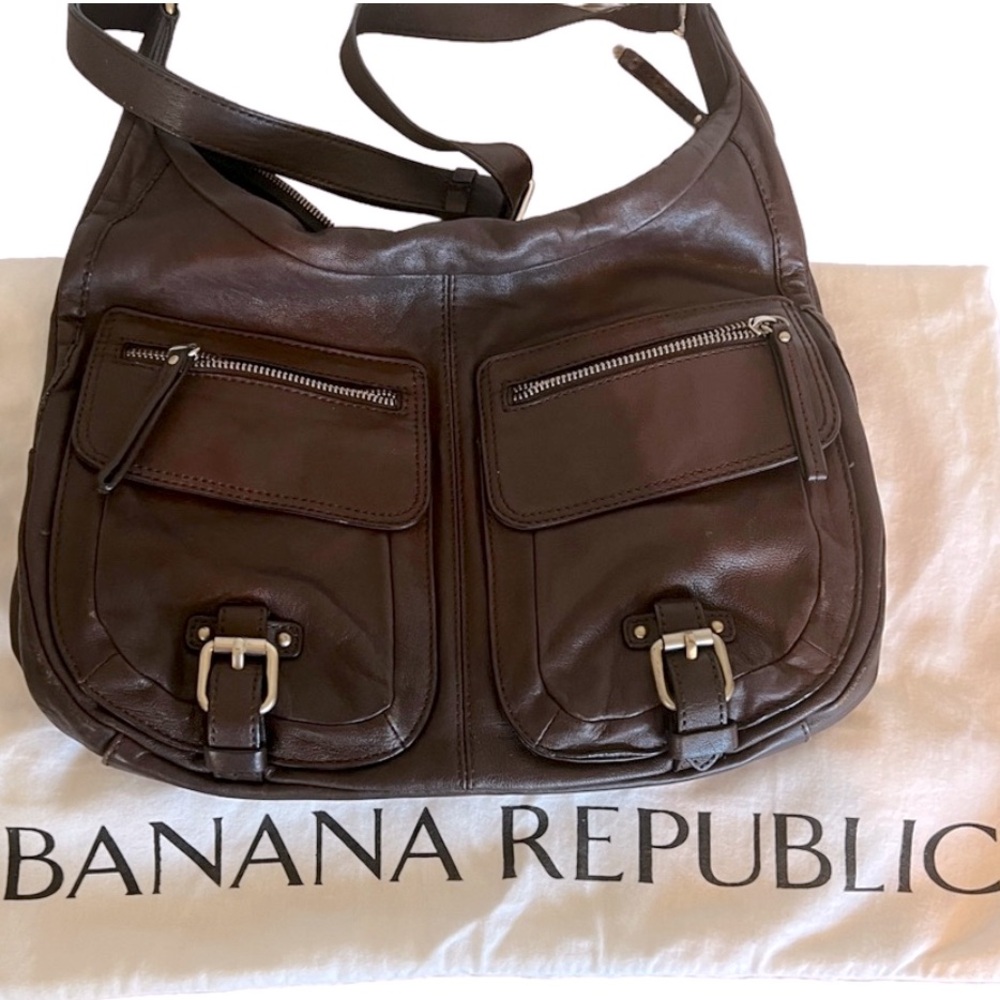 Banana Republic Dark Brown Italian Leather Messenger Bag